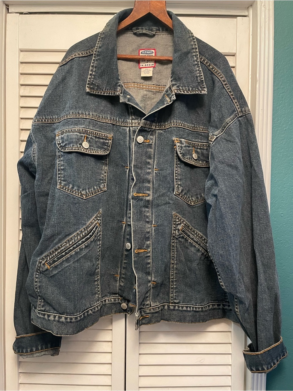 Old Navy Men's Denim Bomber Jacket - Blue